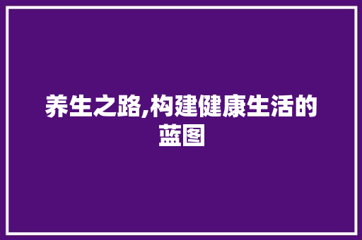 养生之路,构建健康生活的蓝图