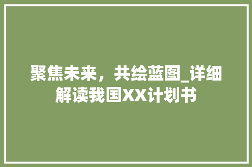 聚焦未来，共绘蓝图_详细解读我国XX计划书