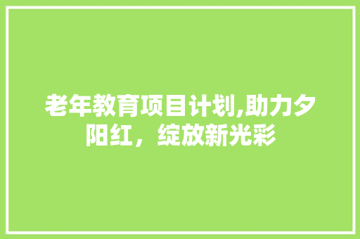 老年教育项目计划,助力夕阳红，绽放新光彩