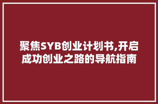 聚焦SYB创业计划书,开启成功创业之路的导航指南