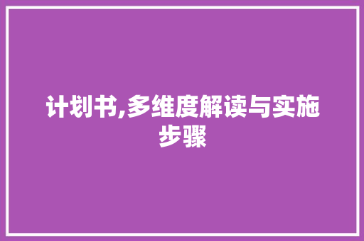 计划书,多维度解读与实施步骤