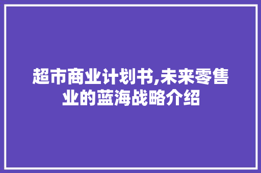 超市商业计划书,未来零售业的蓝海战略介绍