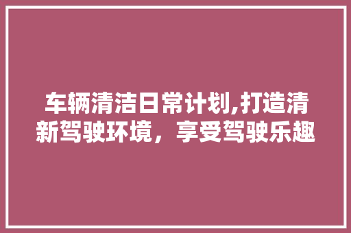 车辆清洁日常计划,打造清新驾驶环境，享受驾驶乐趣
