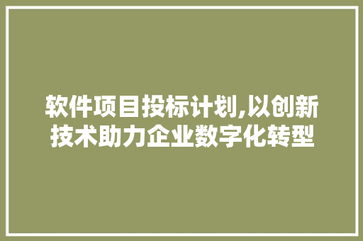 软件项目投标计划,以创新技术助力企业数字化转型