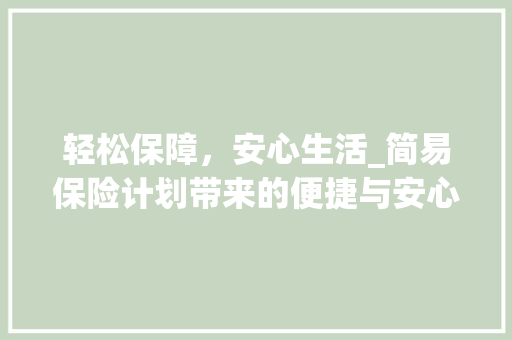 轻松保障，安心生活_简易保险计划带来的便捷与安心
