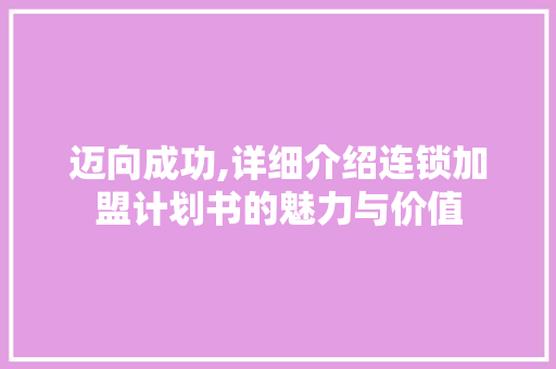 迈向成功,详细介绍连锁加盟计划书的魅力与价值