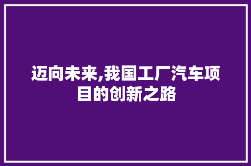 迈向未来,我国工厂汽车项目的创新之路