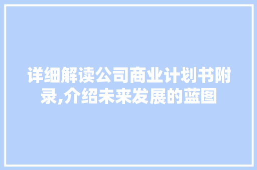 详细解读公司商业计划书附录,介绍未来发展的蓝图