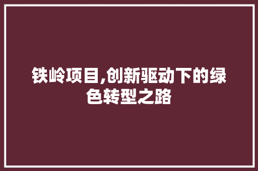 铁岭项目,创新驱动下的绿色转型之路 诗词鉴赏