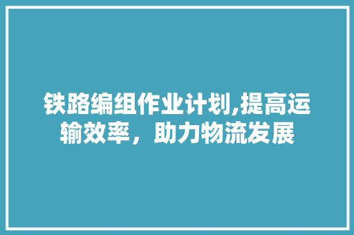 铁路编组作业计划,提高运输效率，助力物流发展 工作总结