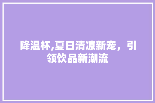 降温杯,夏日清凉新宠，引领饮品新潮流