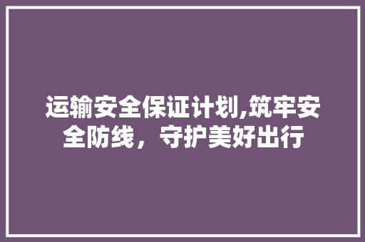 运输安全保证计划,筑牢安全防线，守护美好出行