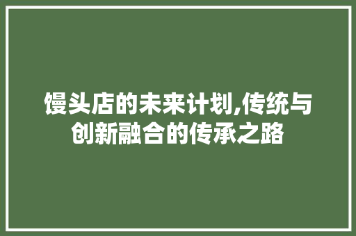 馒头店的未来计划,传统与创新融合的传承之路