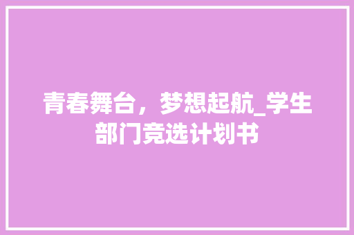青春舞台，梦想起航_学生部门竞选计划书