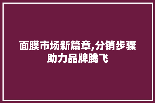 面膜市场新篇章,分销步骤助力品牌腾飞