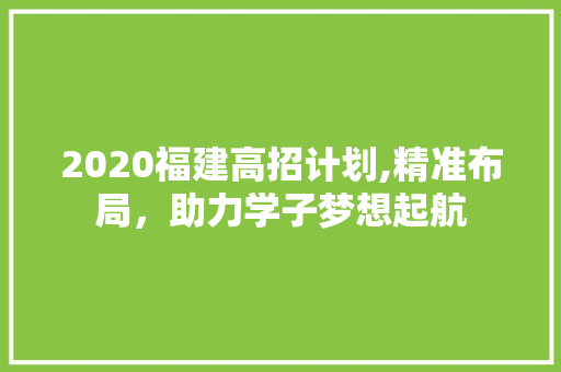 2020福建高招计划,精准布局，助力学子梦想起航