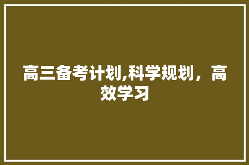 高三备考计划,科学规划，高效学习 工作总结