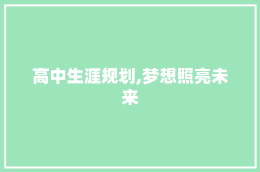 高中生涯规划,梦想照亮未来 个人简历