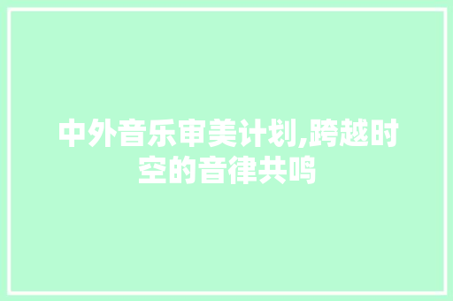 中外音乐审美计划,跨越时空的音律共鸣 演讲稿