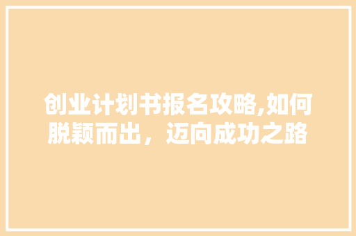 创业计划书报名攻略,如何脱颖而出，迈向成功之路