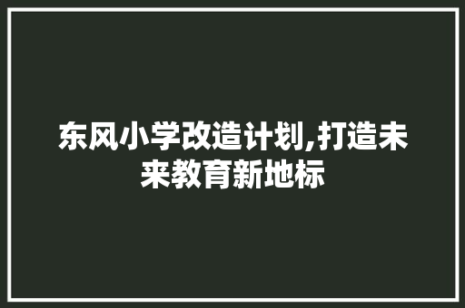 东风小学改造计划,打造未来教育新地标