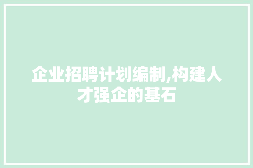 企业招聘计划编制,构建人才强企的基石