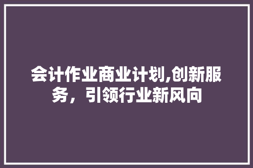 会计作业商业计划,创新服务，引领行业新风向