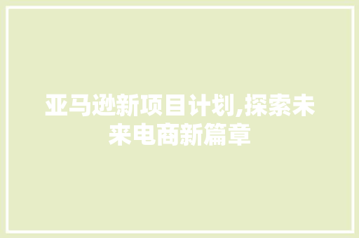 亚马逊新项目计划,探索未来电商新篇章 工作计划