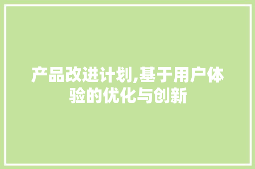 产品改进计划,基于用户体验的优化与创新