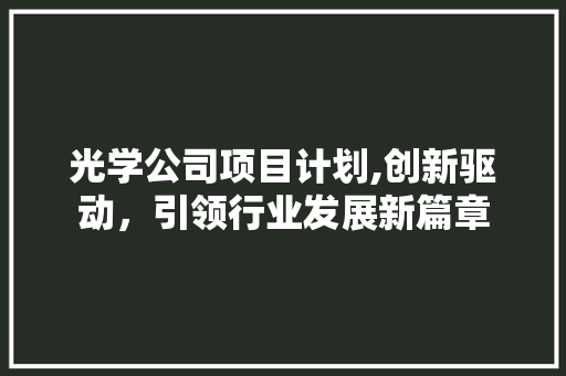 光学公司项目计划,创新驱动，引领行业发展新篇章