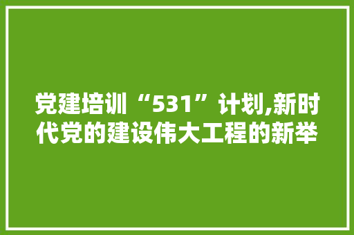 党建培训“531”计划,新时代党的建设伟大工程的新举措