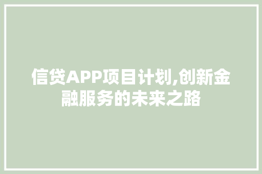 信贷APP项目计划,创新金融服务的未来之路