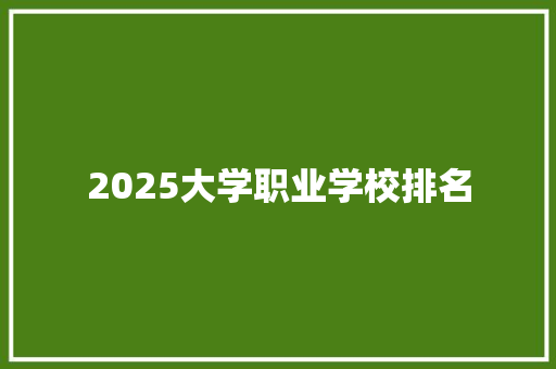 2025大学职业学校排名