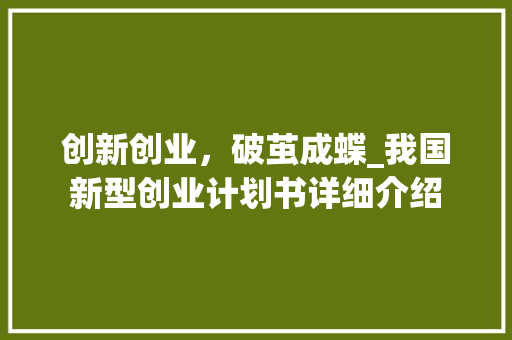 创新创业，破茧成蝶_我国新型创业计划书详细介绍