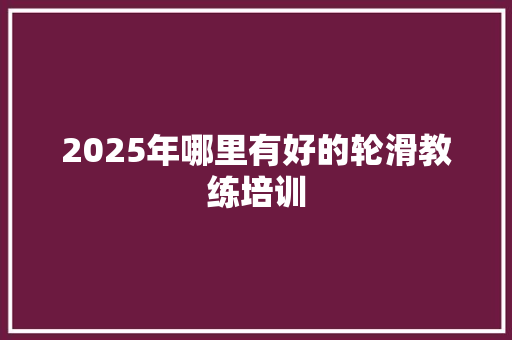 2025年哪里有好的轮滑教练培训