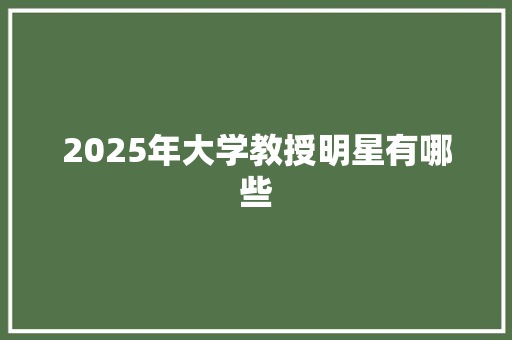 2025年大学教授明星有哪些