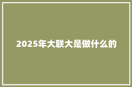 2025年大联大是做什么的