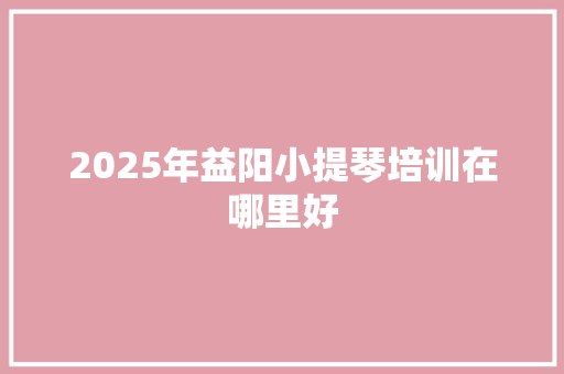 2025年益阳小提琴培训在哪里好