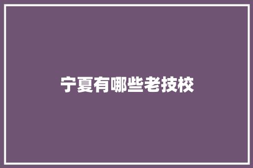 宁夏有哪些老技校