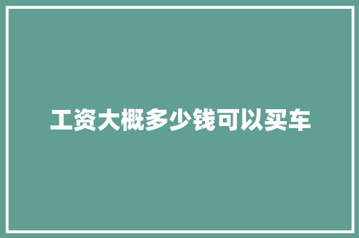 工资大概多少钱可以买车