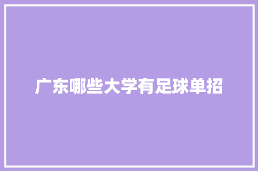 广东哪些大学有足球单招