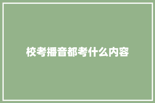 校考播音都考什么内容