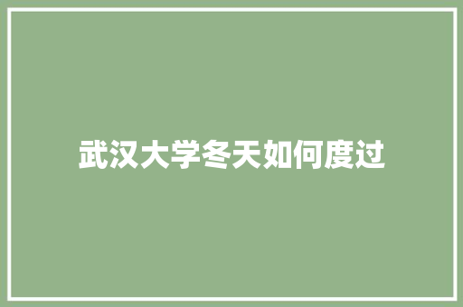武汉大学冬天如何度过