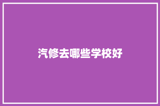 汽修去哪些学校好