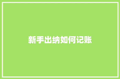 新手出纳如何记账