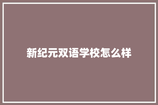 新纪元双语学校怎么样