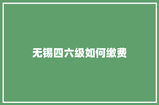 无锡四六级如何缴费
