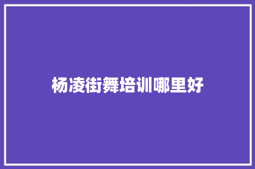 杨凌街舞培训哪里好