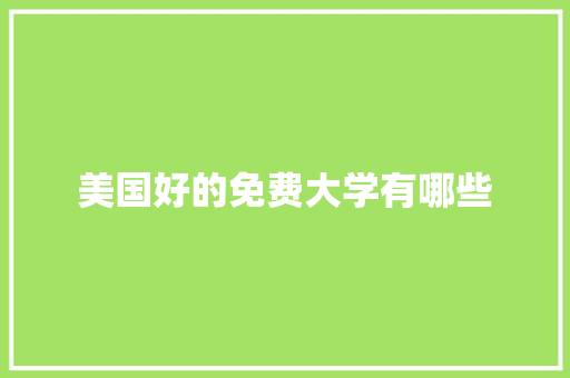 美国好的免费大学有哪些