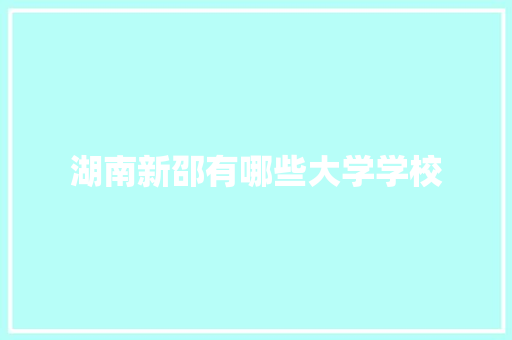 湖南新邵有哪些大学学校